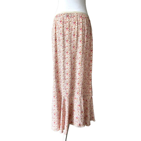 Vintage Y2K Fairy Maxi Skirt M Floral Prairie Cottage Boho Asymmetric Ruffle Hem - Picture 6 of 14